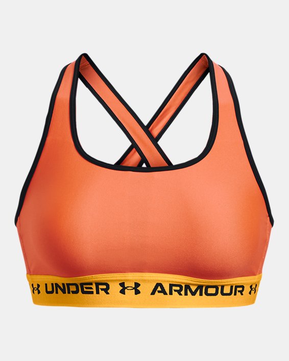 Women's Armour® Mid Crossback Sports Bra, Orange, pdpMainDesktop image number 10